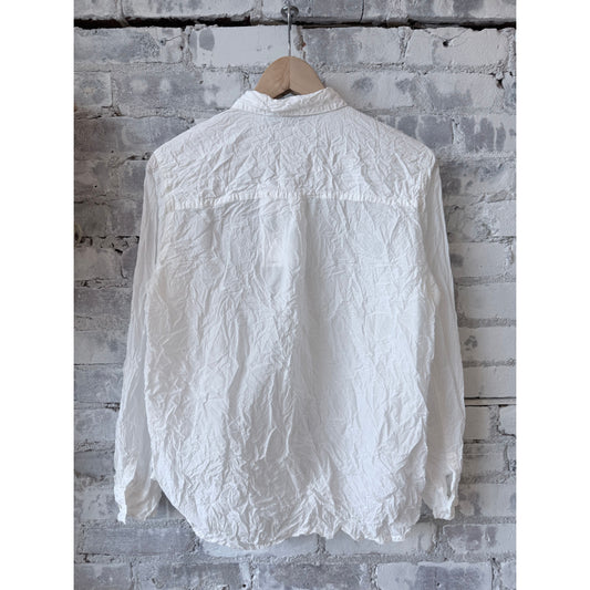 Washed Cotton Crinkle Classic Shirt – White - DUNE + SALT