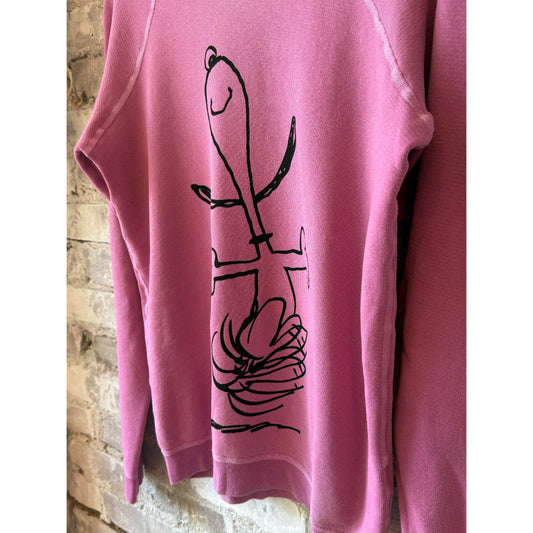Women's pink Snoopy SuperVintage Yumm Raglan shirt by Freecity featuring Snoopy graphic on soft fabric.