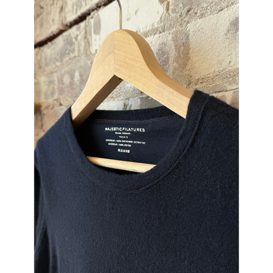 Extrafine Double Layer Cashmere L/S Crewneck - Marine - DUNE + SALT