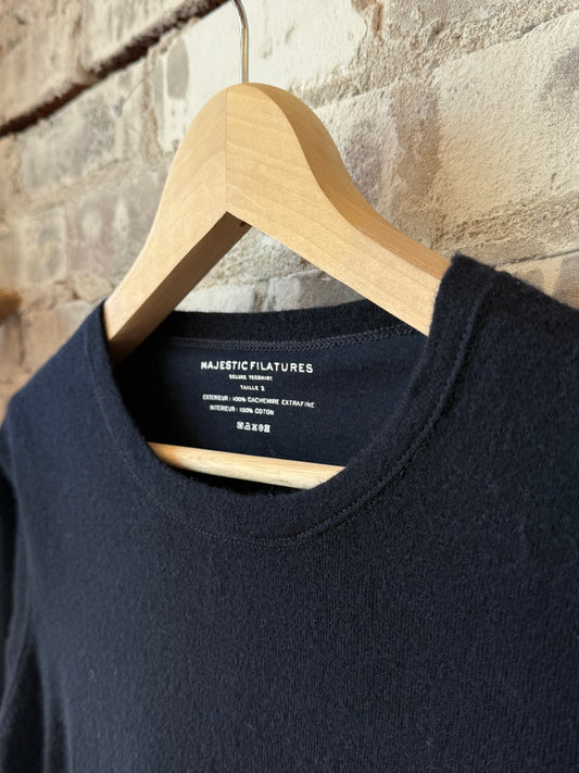 Extrafine Double Layer Cashmere L/S Crewneck - Marine - DUNE + SALT