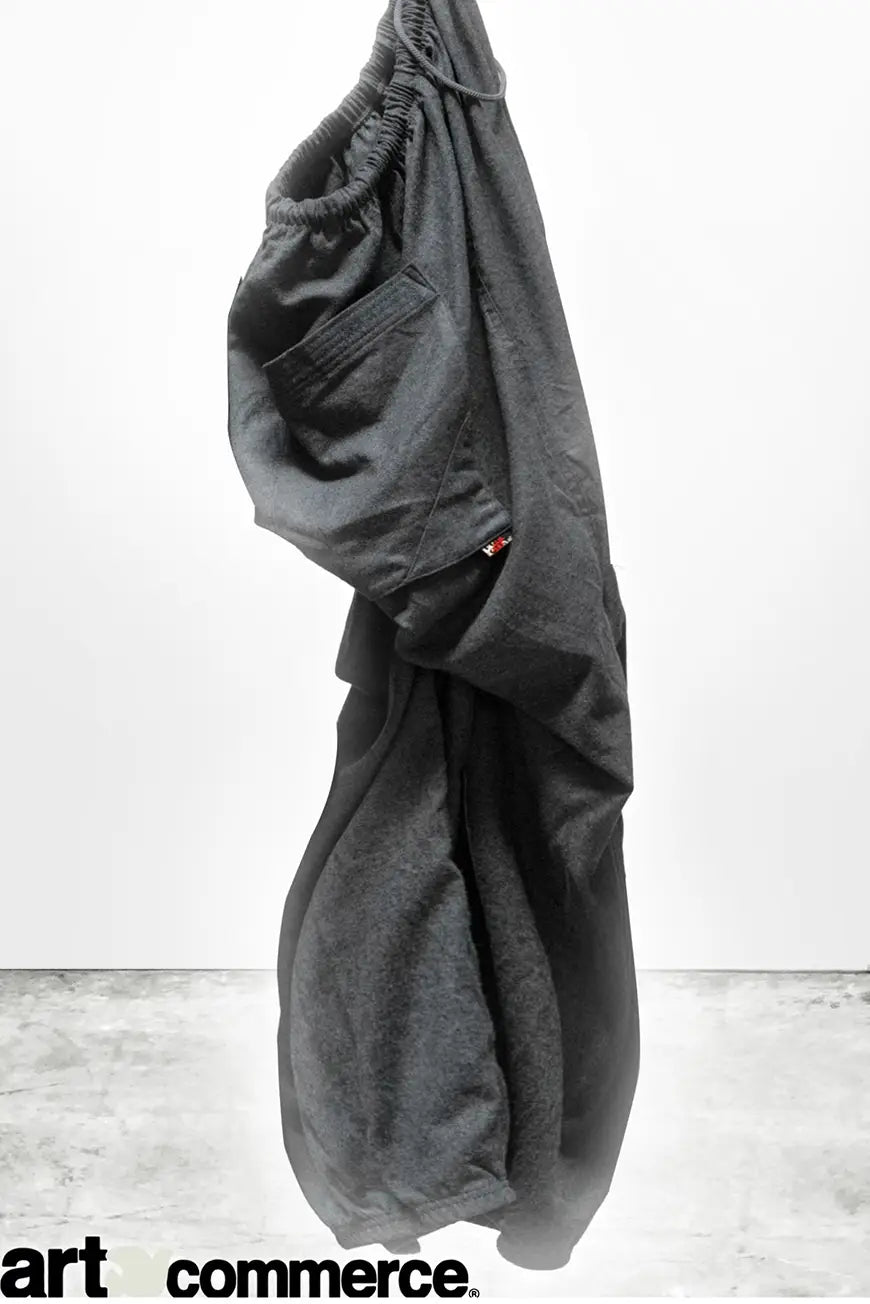 Freecity FAVOLA MOVE CASHMERE/BLEND LOOSE DRAWCORD BIGGY PANT - Heathered Grey White Smoke