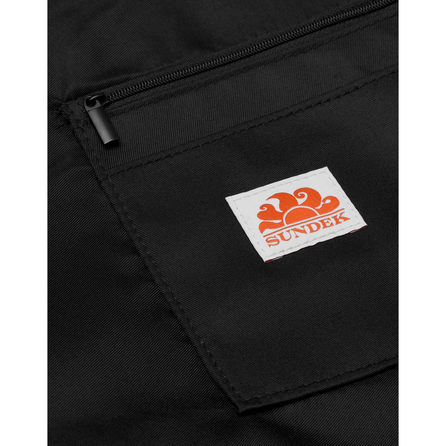 Men's Sundek Bon Bag beach tote in black with rainbow details, showing the spacious interior and sturdy handles.