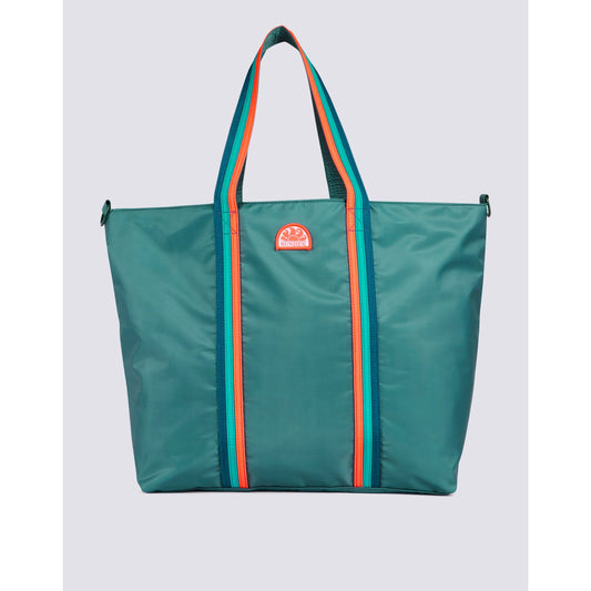 Men's Sundek Bon Bag beach tote with rainbow accents in camo green, featuring sturdy handles and spacious interior for beach essentials.