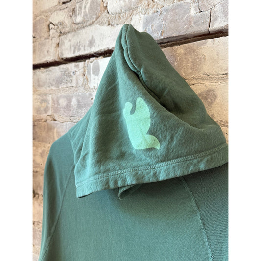 Women's Freecity BASICGOODNESS LT Terry Fluff Hoodie in light green, soft terry fabric with a cozy, relaxed fit.