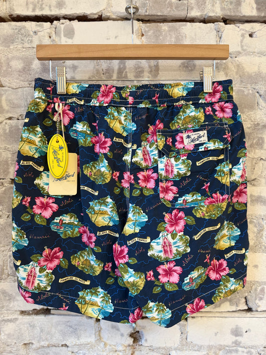 "Aloha" Nylon Woven Swimshort - Navy