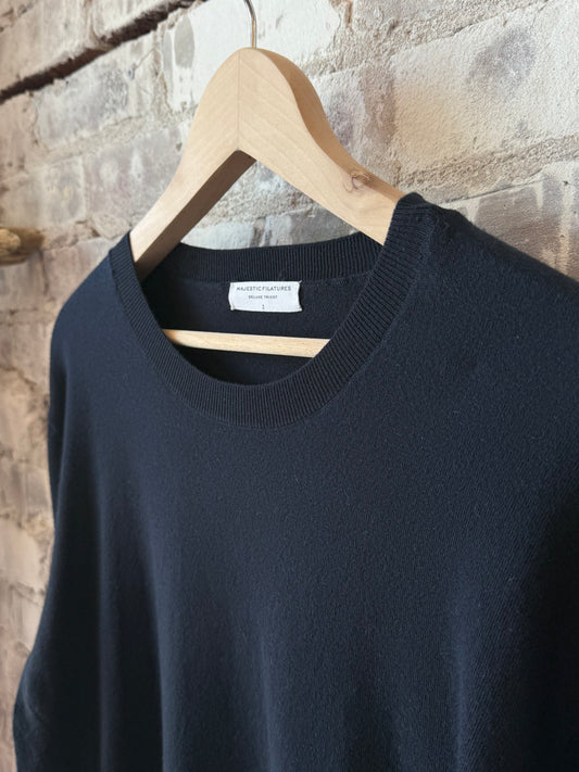 Organic Cotton Knit L/S Crewneck - Marine - DUNE + SALT