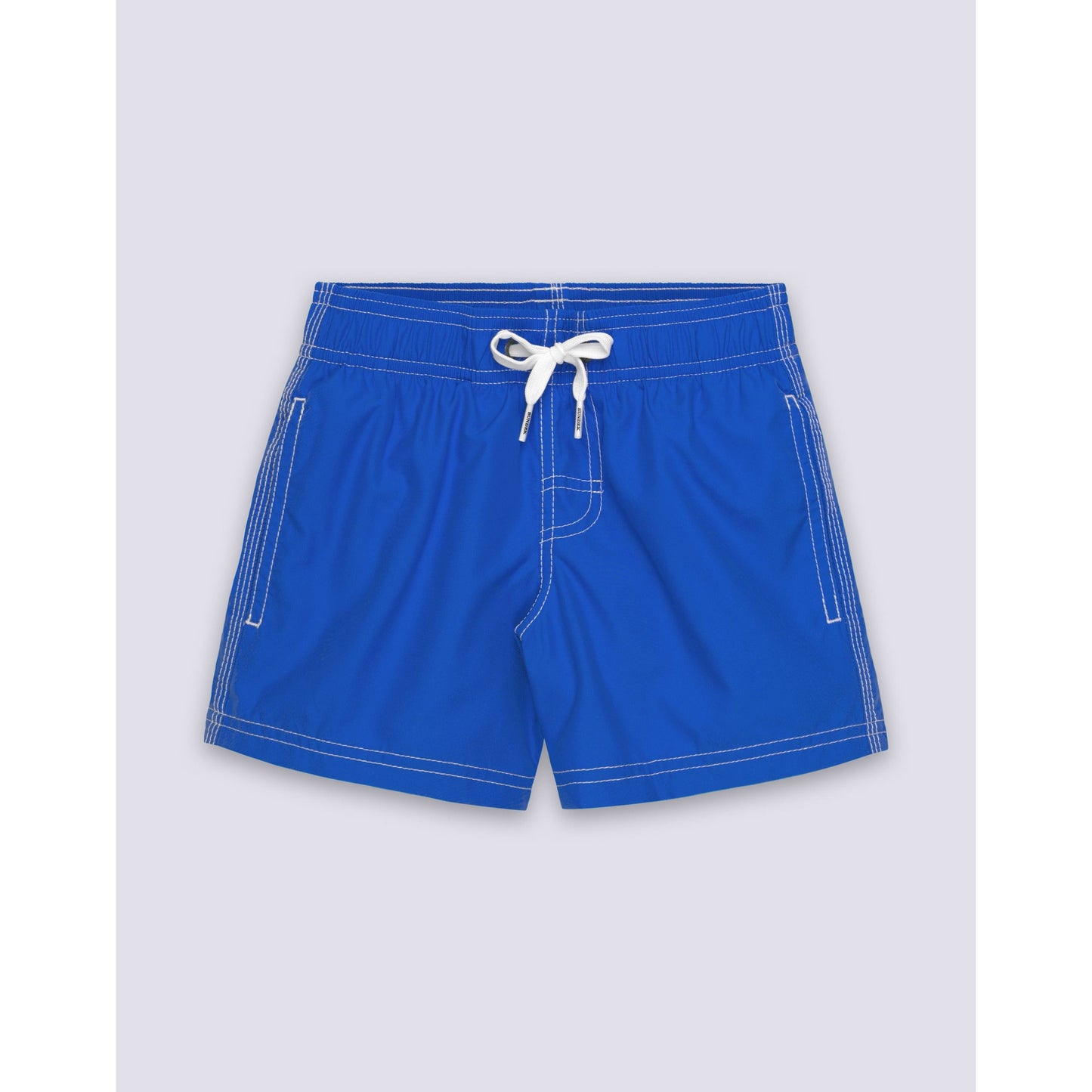 Kid's Iconic Taffeta Boardshort in Vintage Sapphire by Sundek, featuring vibrant blue taffeta fabric and classic surf style.