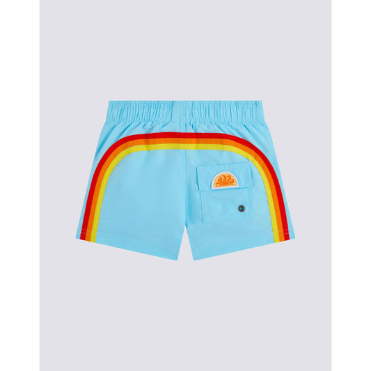 Boy's Sundek Iconic Taffeta Boardshort in Vintage Glacier, showcasing lightweight fabric and classic design for summer wear.