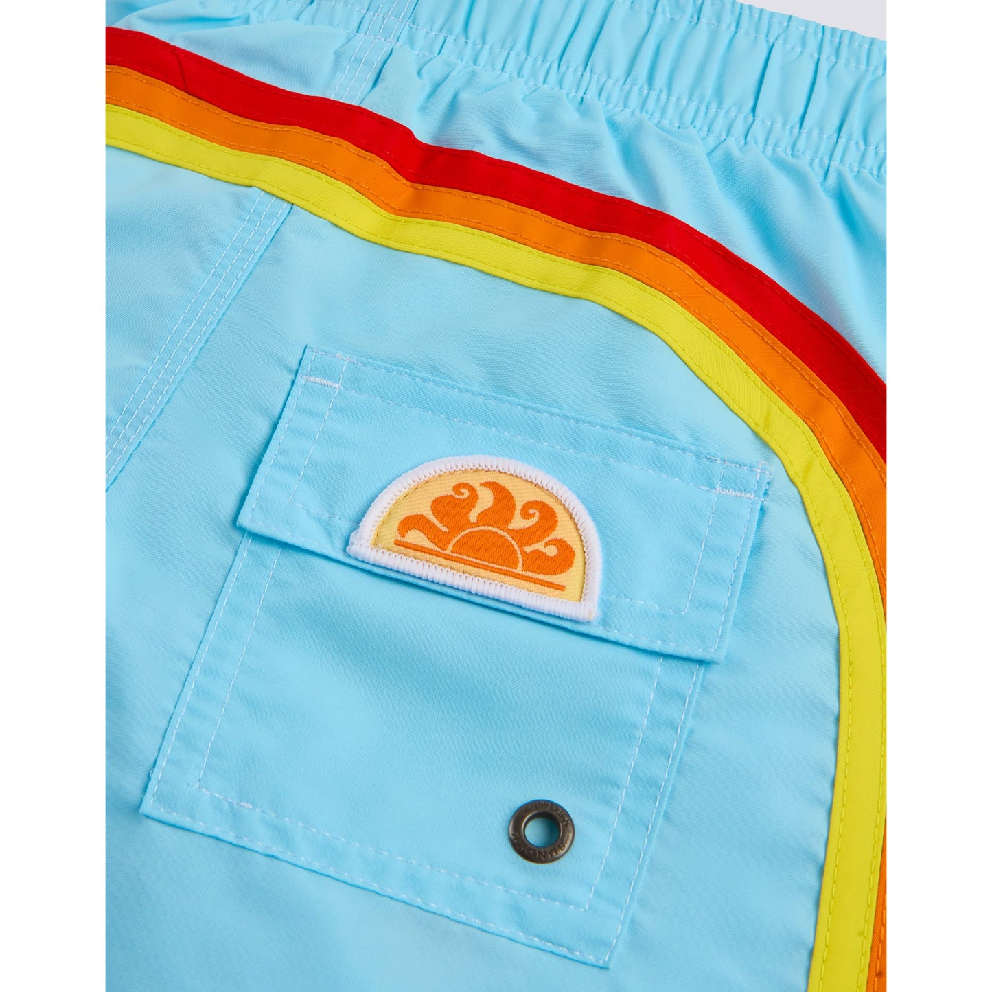 Boy's Sundek Iconic Taffeta Boardshort in Vintage Glacier, showcasing vibrant blue fabric and stylish design for beach or swimwear.
