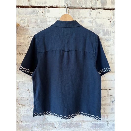 Veloso Flock Palms Shirt - Blue - DUNE + SALT