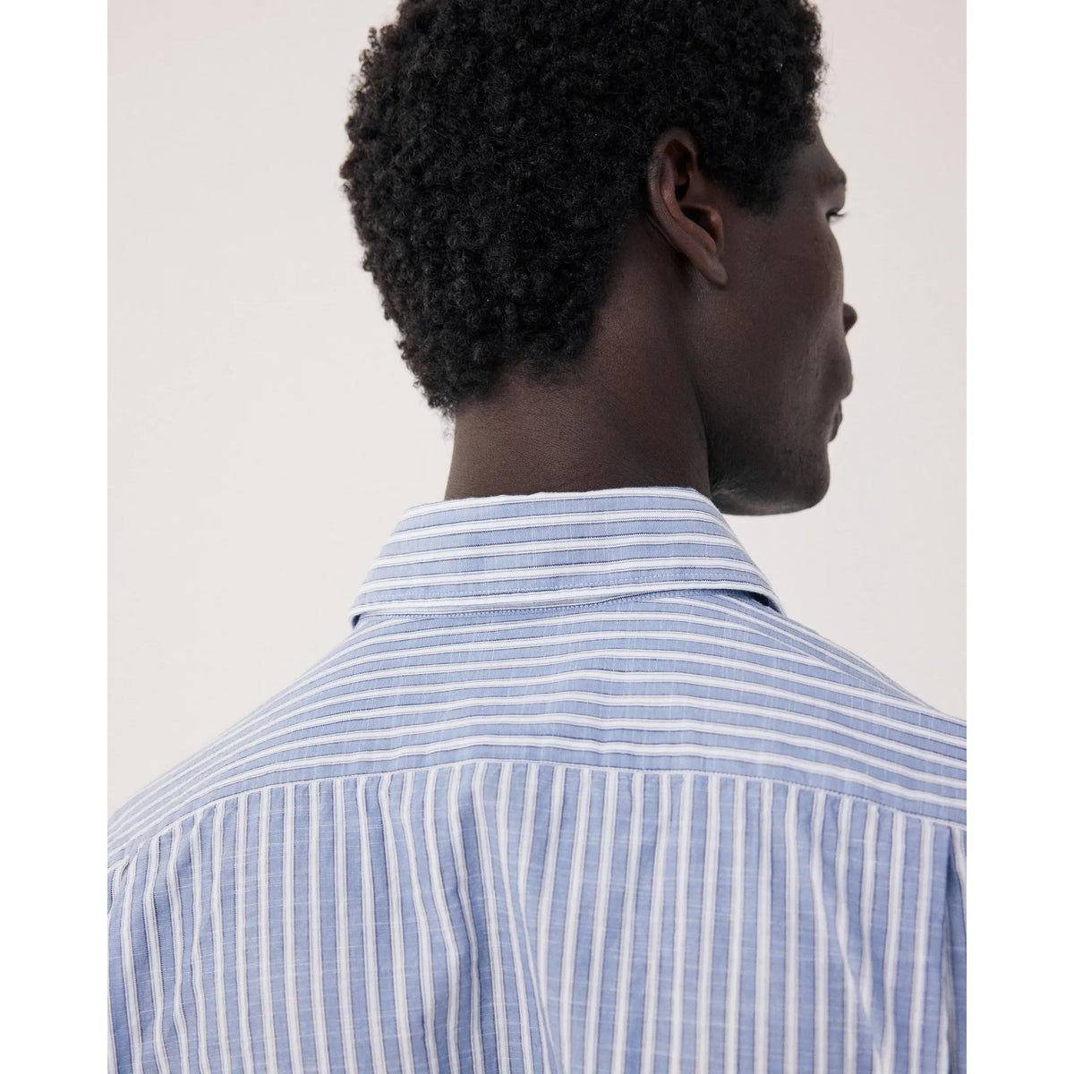 Hartford Men's Paul Striped Woven Shirt - Mid Blue/White Gray