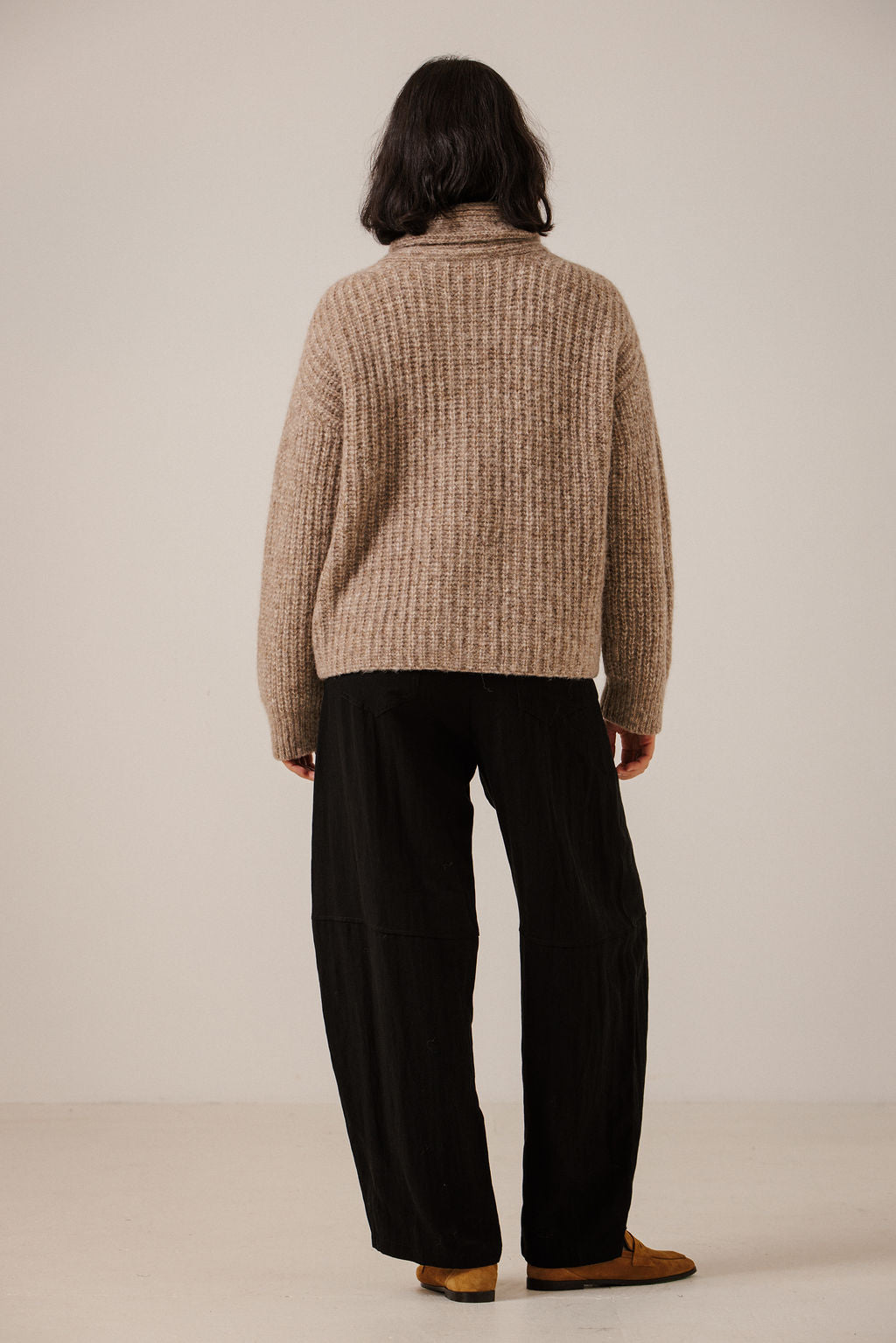 Oversized Shawl Cardigan - Dark Fawn
