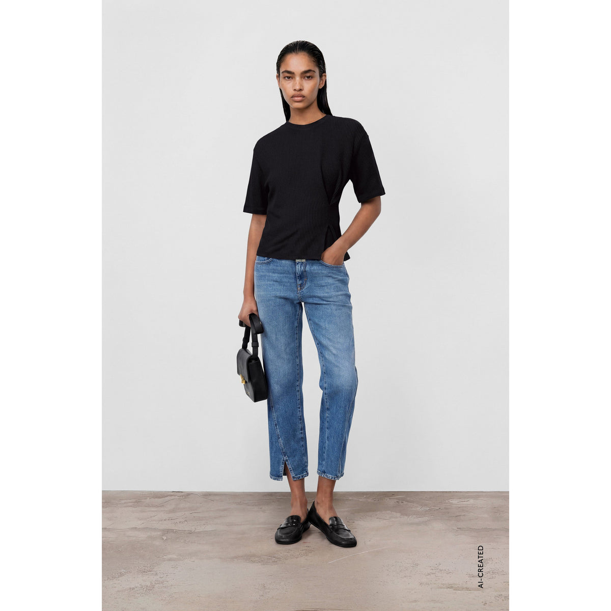 Mid blue women's Milo Straight Jean by Closed Women's, showing the fit and classic style with visible denim texture.