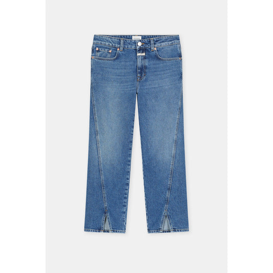 Women's Milo Straight Jean by Closed in mid blue denim, featuring classic five-pocket styling and a relaxed fit.