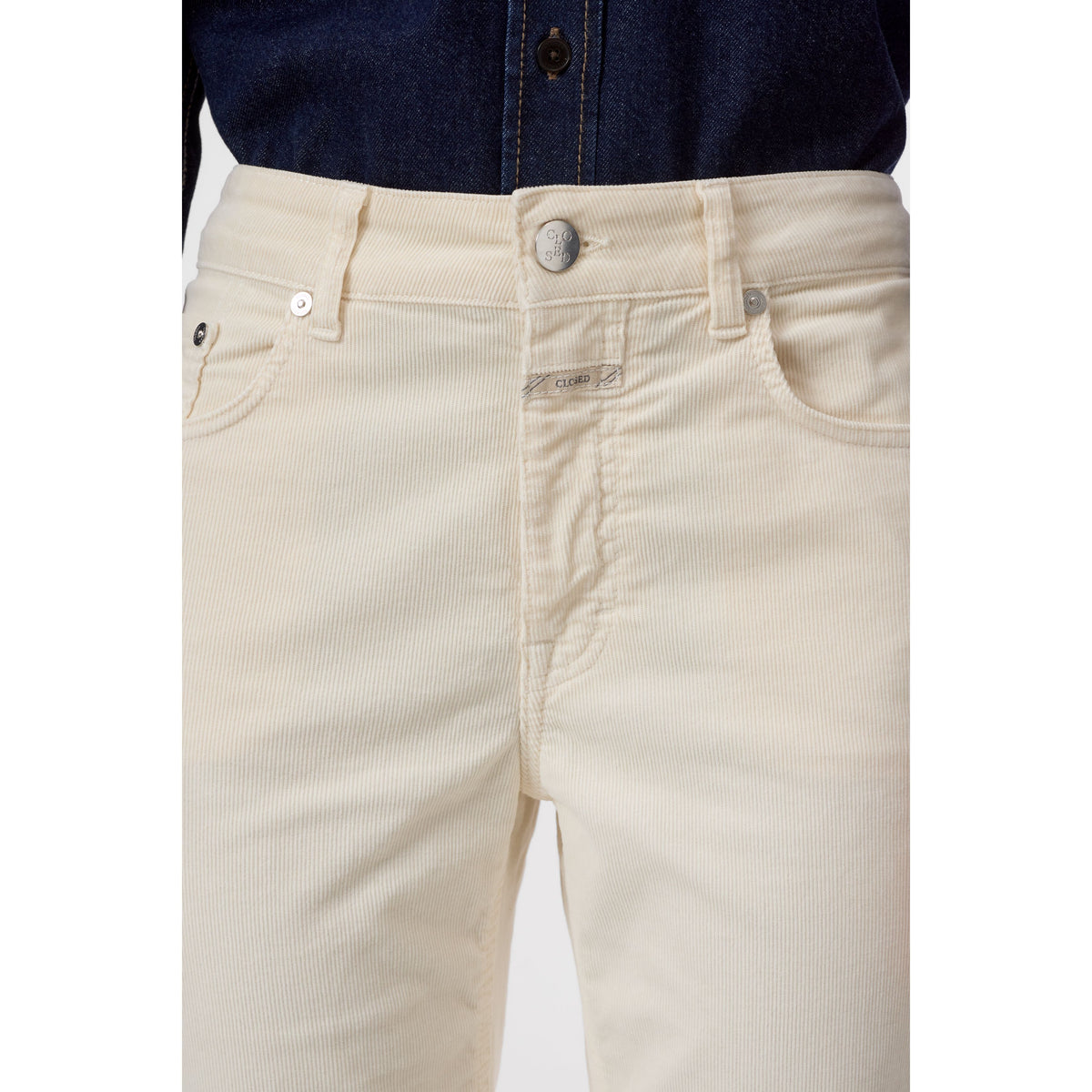 Closed Women's Milo Straight Corduroy Pants - Whipped Cream Light Gray