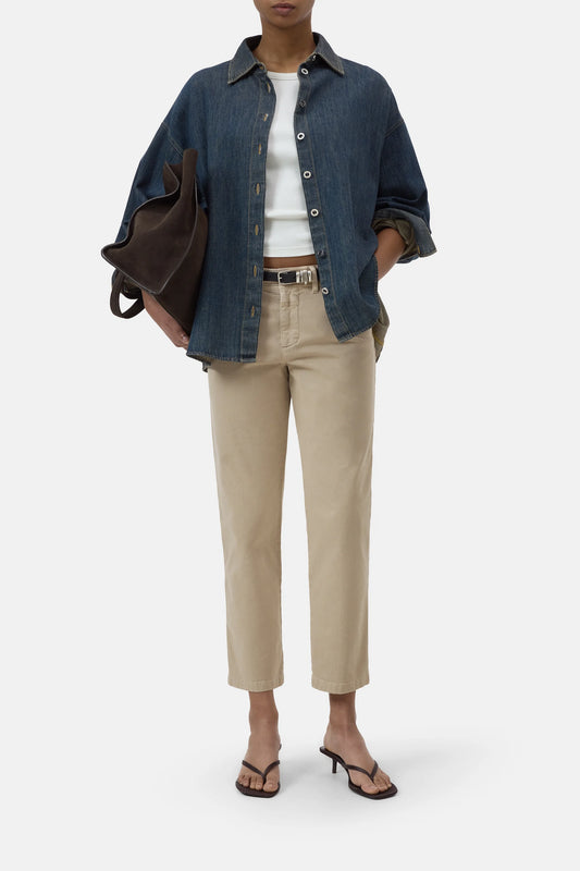 Closed Women's Sylva Slim Twill Pants - Clay Beige White Smoke