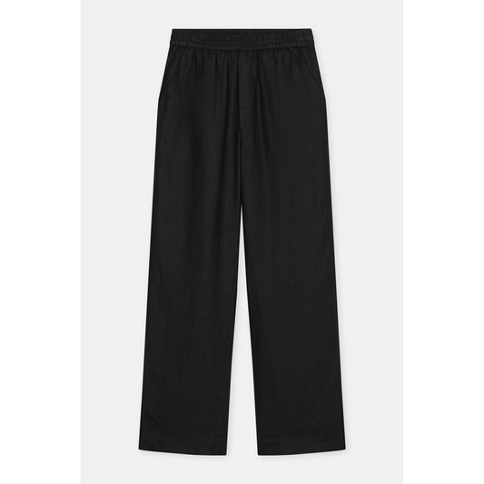 Women's Winona Wide Linen Pants in black by Closed Women's, featuring a relaxed fit and lightweight linen fabric.