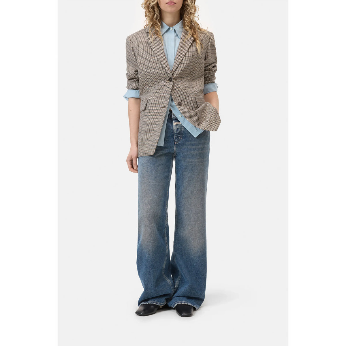 Closed Women's Gillan Comfort Wide Jean - Mid Blue White Smoke