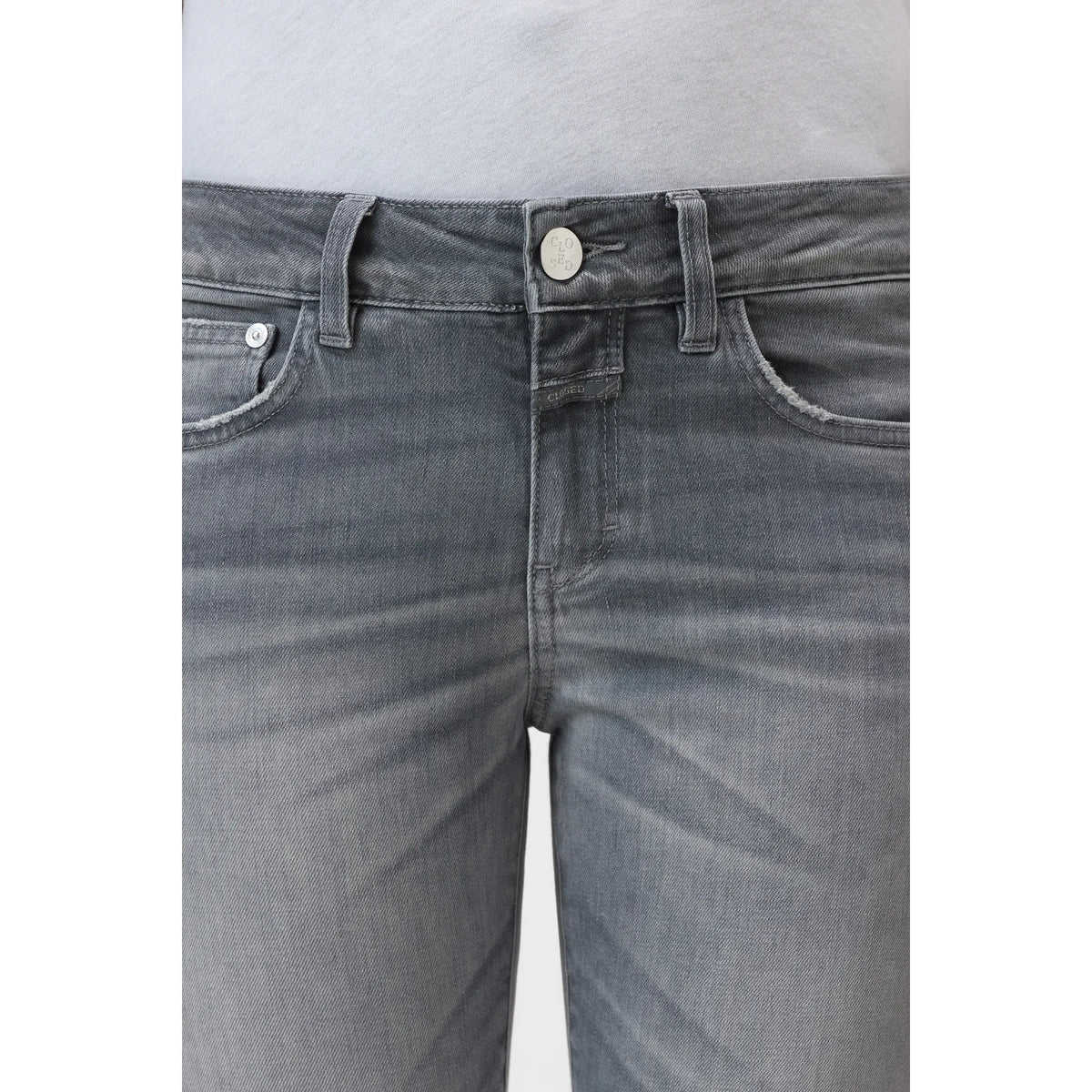Women's Baker Power Stretch Skinny Jeans in mid grey, by Closed, featuring a fitted silhouette and stretchy denim fabric.