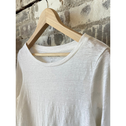 Stretch Linen 3/4 Sleeve Semi Relaxed Boatneck - Blanc - DUNE + SALT