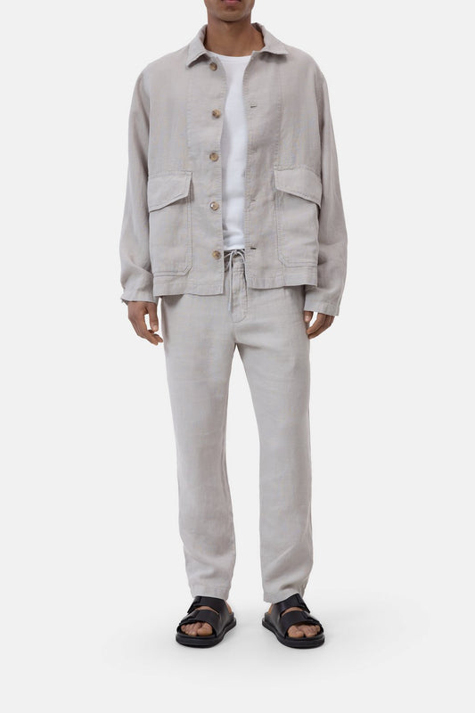 Vigo Tapered Linen Pants – Mud Grey – 1