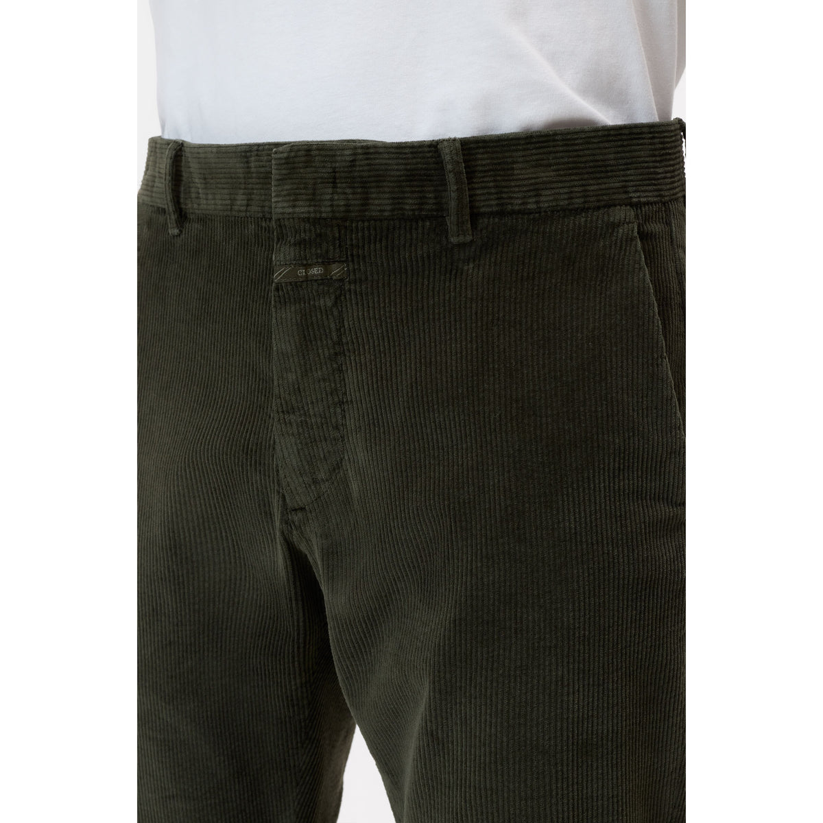 Closed Men's Clifton True Corduroy Pants - Dark Olive Green Black