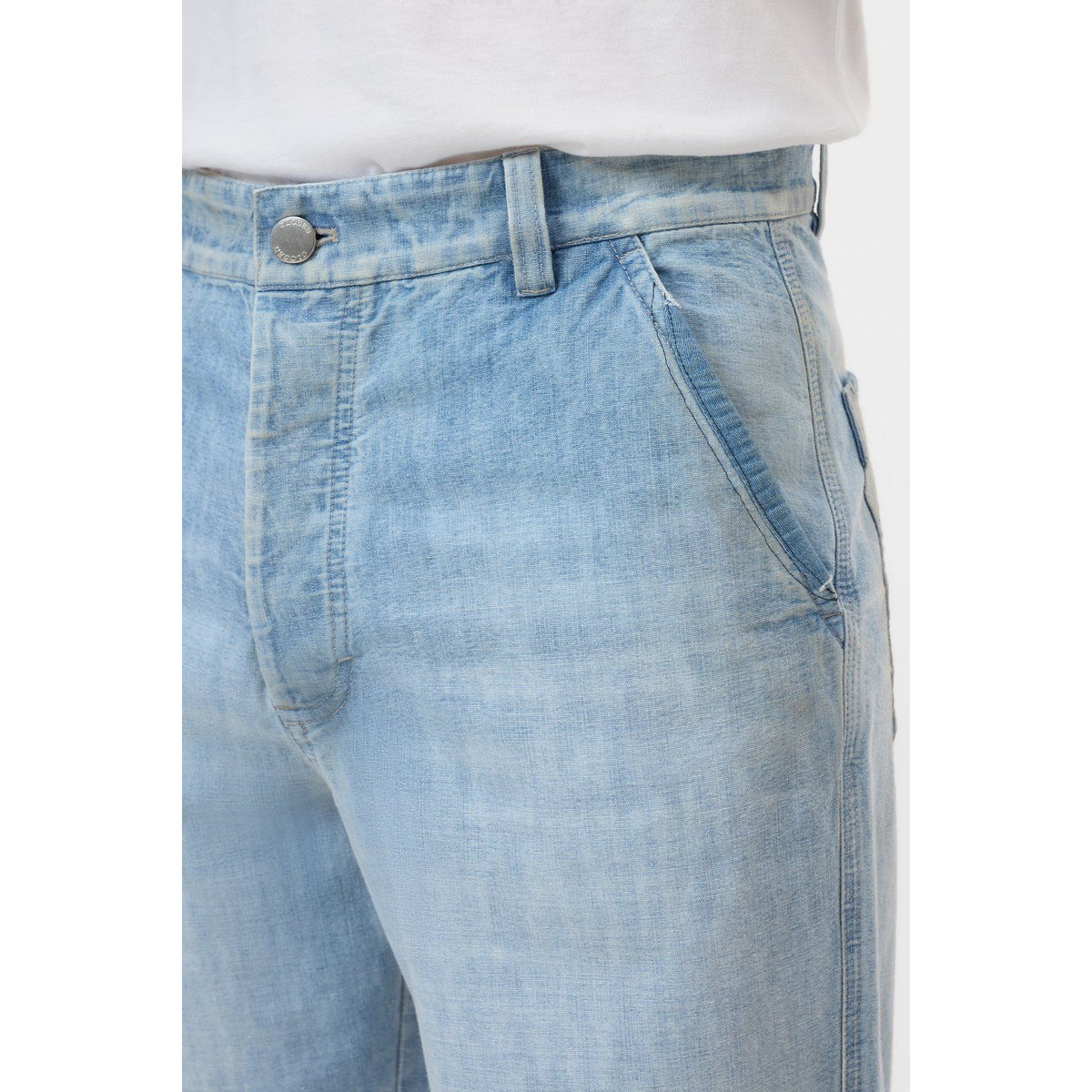 Light blue men's Toledo tapered relaxed jeans by Closed Men's, shown with casual fit and classic five-pocket design.