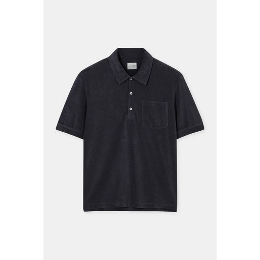 Men's short sleeve polo shirt in Magma Black by Closed Men's, featuring a classic fit with a collar and button placket.