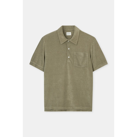 Men's short sleeve polo shirt in pebble grey by Closed Men's, featuring a classic collar and comfortable fit.