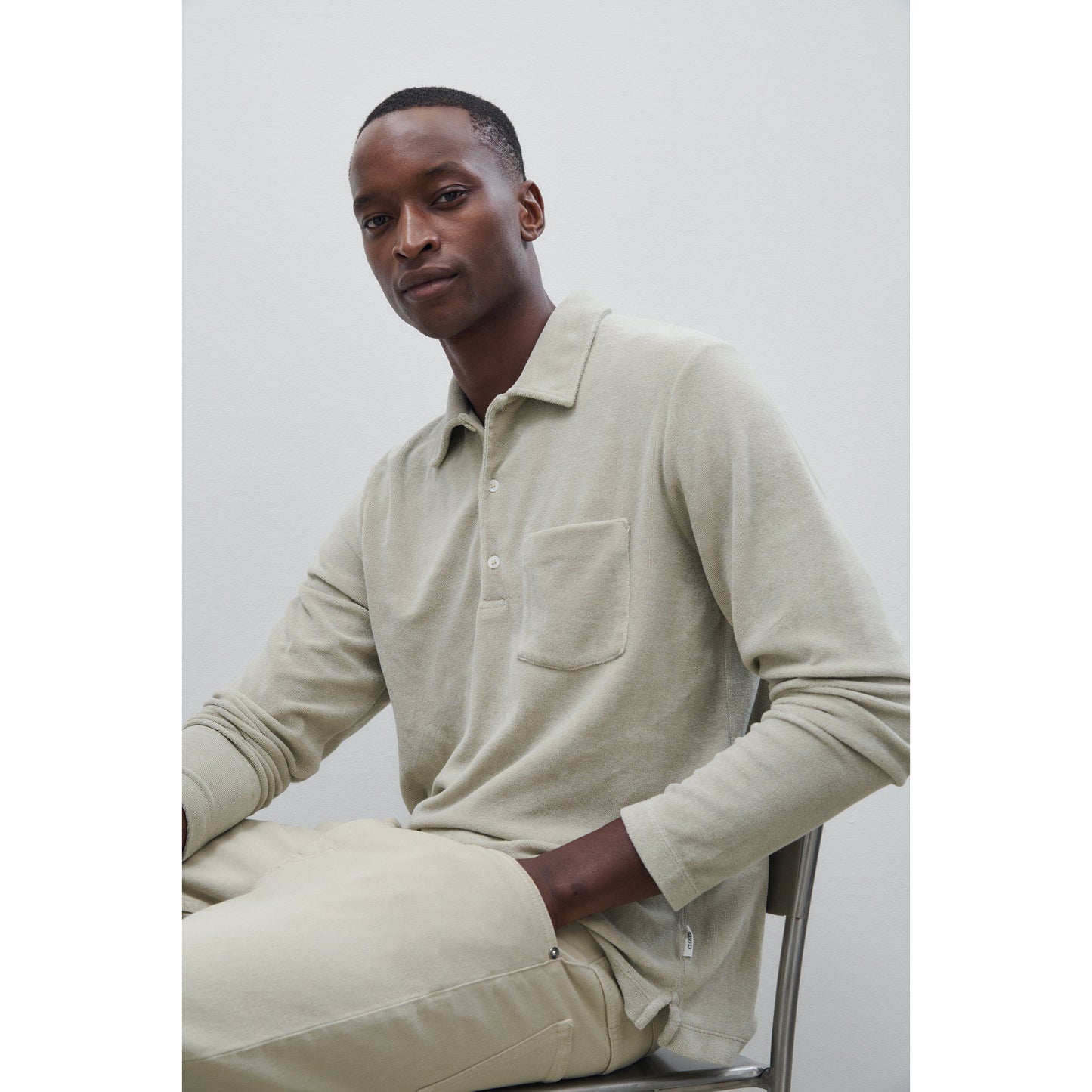 Terry Toweling Polo Shirt - Cloud Grey - DUNE + SALT