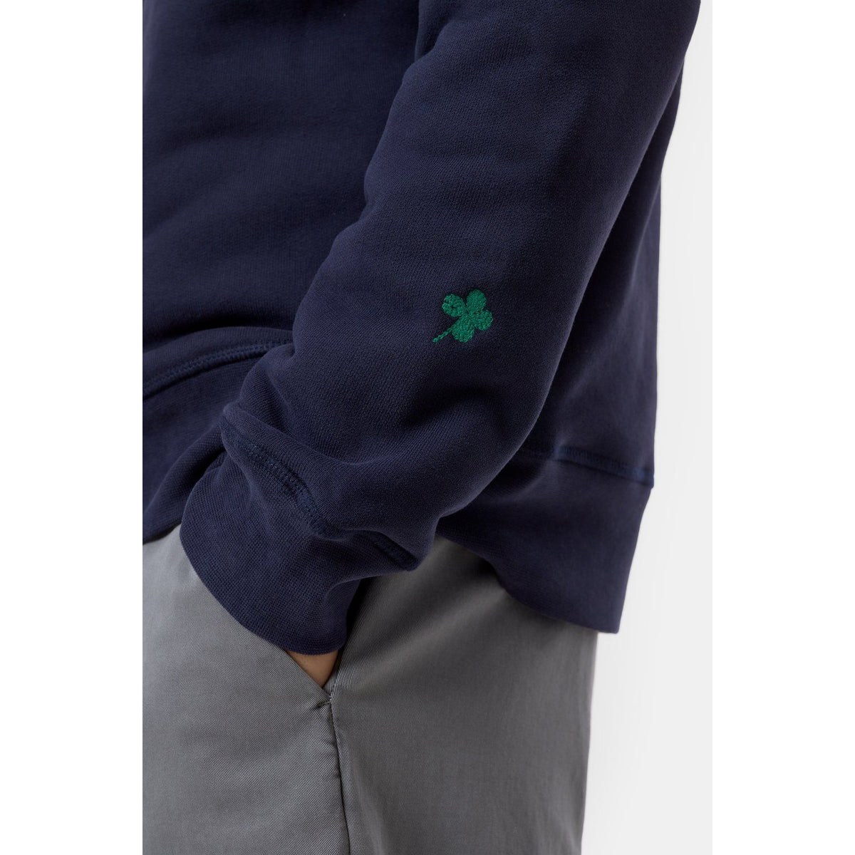 Men's dark night crewneck sweatshirt by Closed Men's, showing the soft fabric and classic fit on a hanger.