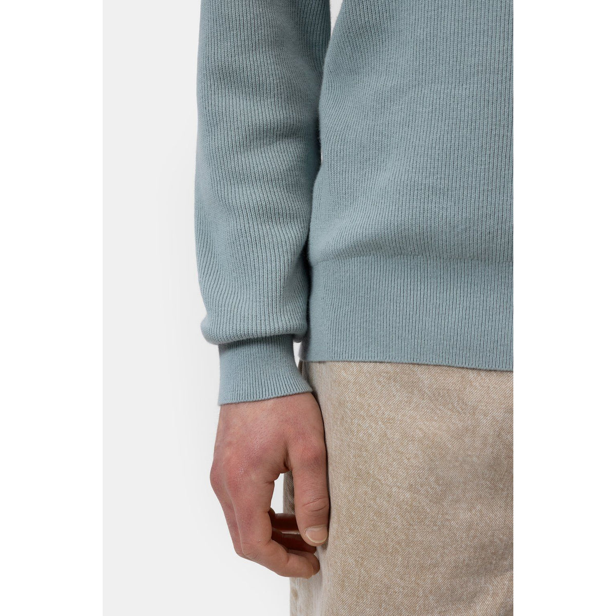 Closed Men's Half-Zip Cotton Blend Jumper - Drift Blue Light Slate Gray