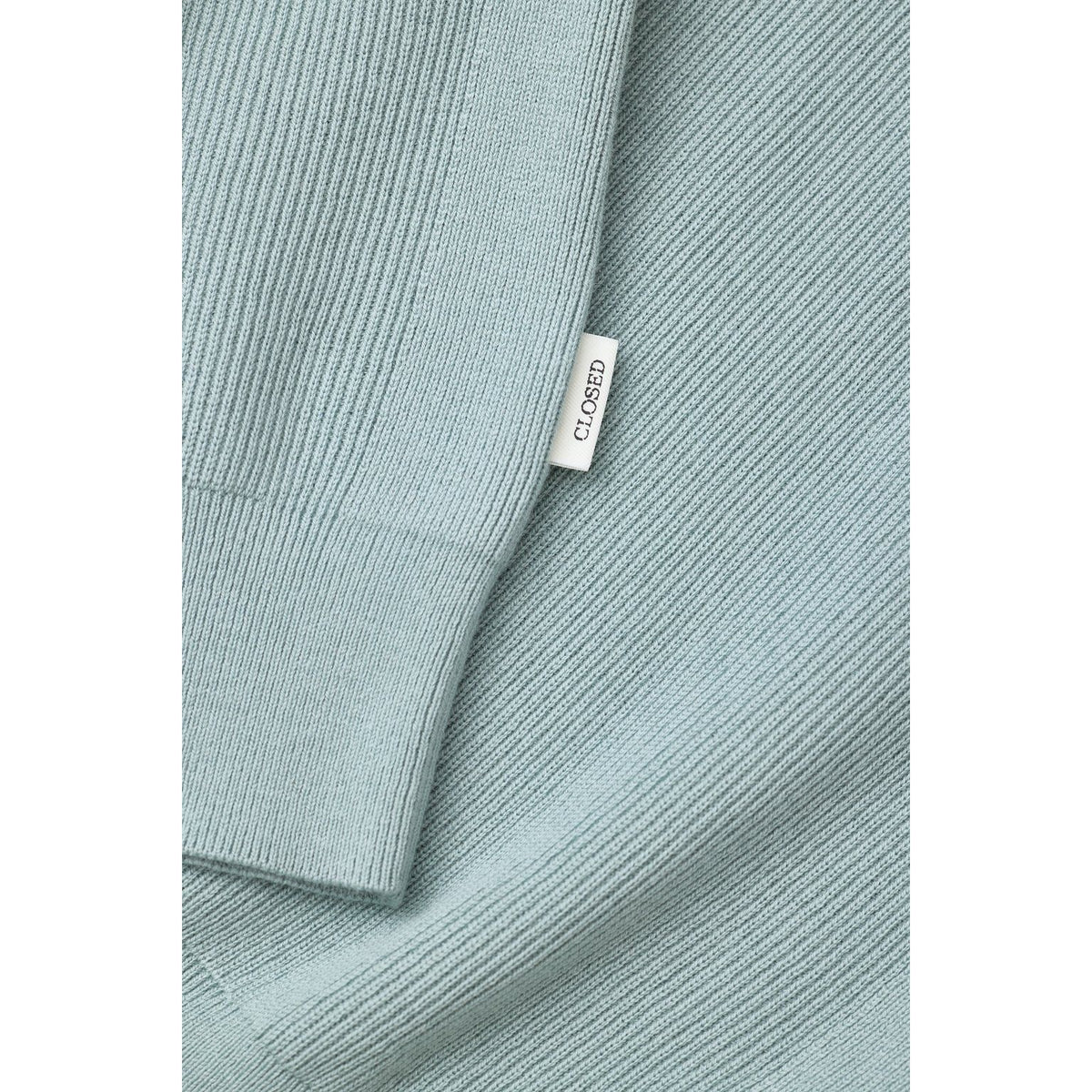 Closed Men's Half-Zip Cotton Blend Jumper - Drift Blue Dark Gray