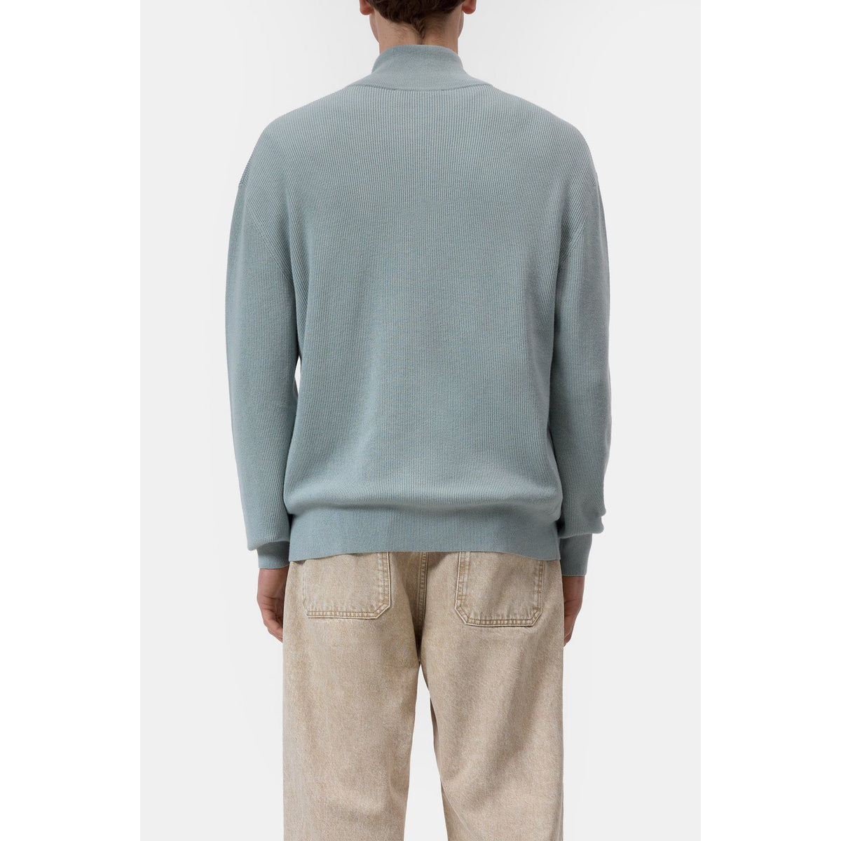 Closed Men's Half-Zip Cotton Blend Jumper - Drift Blue Light Slate Gray
