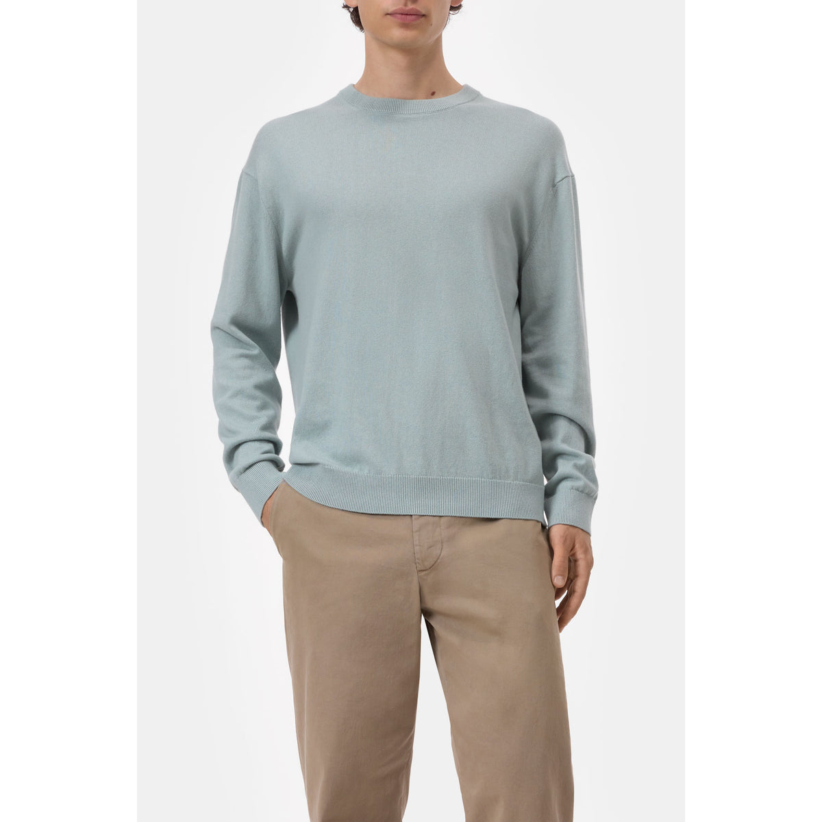 Closed Men's Fine-Knit Jumper — Drift Blue Dark Gray