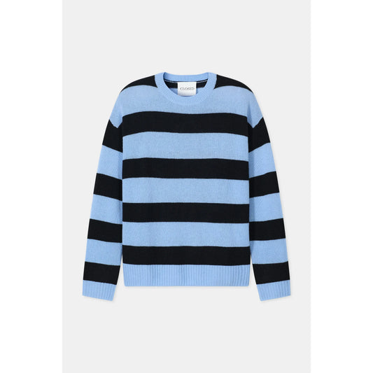 Cashmere Striped Jumper - Sky Blue/Black Stripe - DUNE + SALT