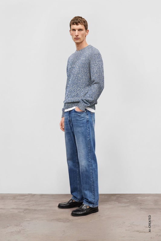 Closed Men's Mouliné Crewneck Sweater - Harbour Blue Lavender