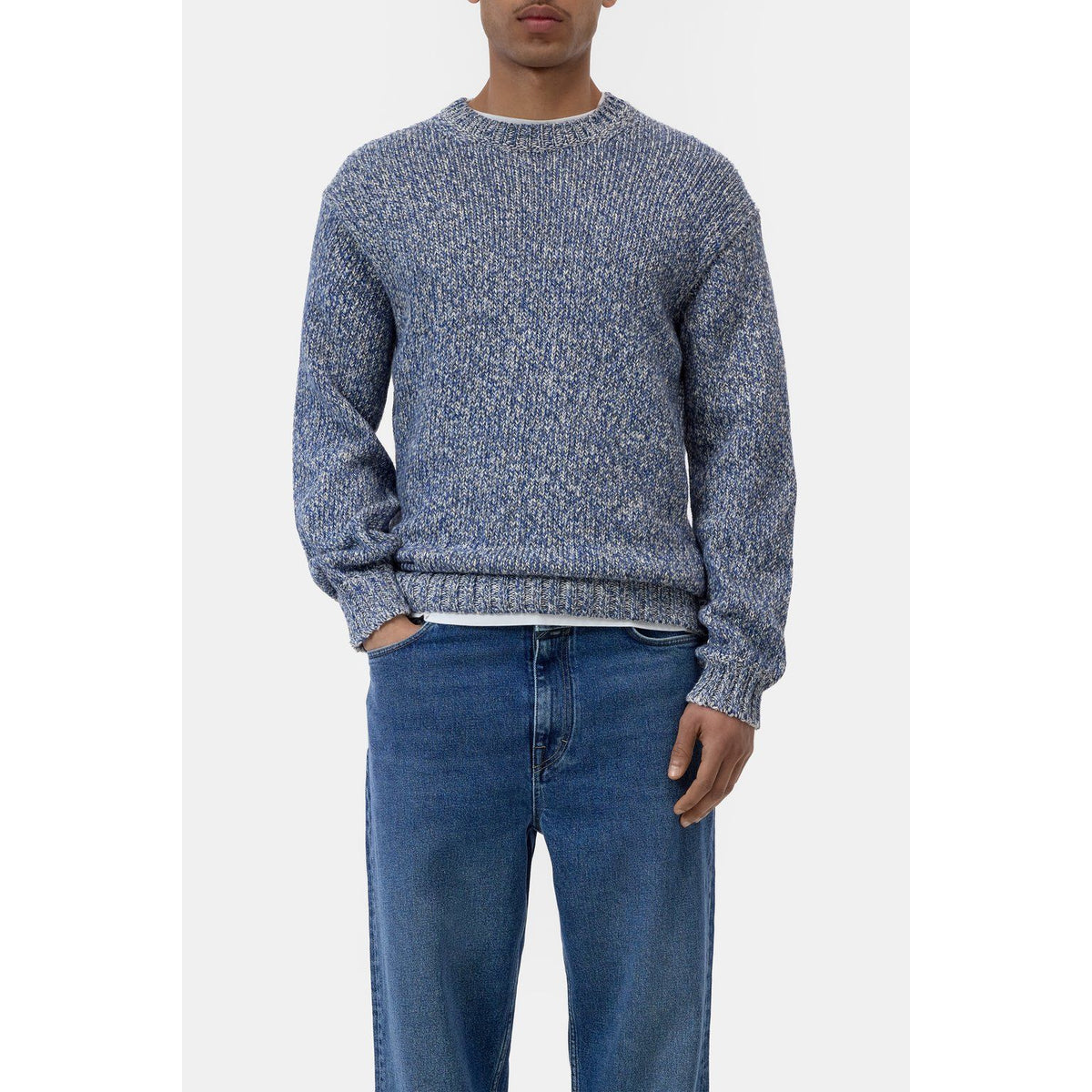 Closed Men's Mouliné Crewneck Sweater - Harbour Blue Slate Gray