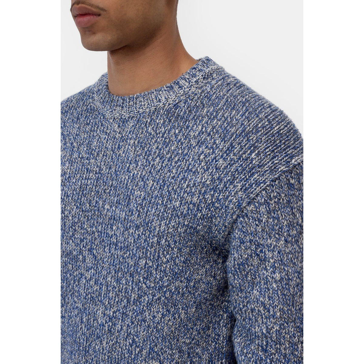 Closed Men's Mouliné Crewneck Sweater - Harbour Blue Slate Gray