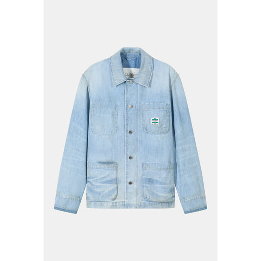 Light blue men's Worker Denim Jacket by Closed Men's, featuring classic denim design and button closure.