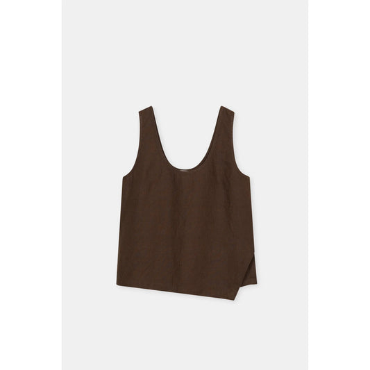 Women's Maple Brown tank top by Closed Women's, soft fabric, sleeveless design, casual style, close-up view