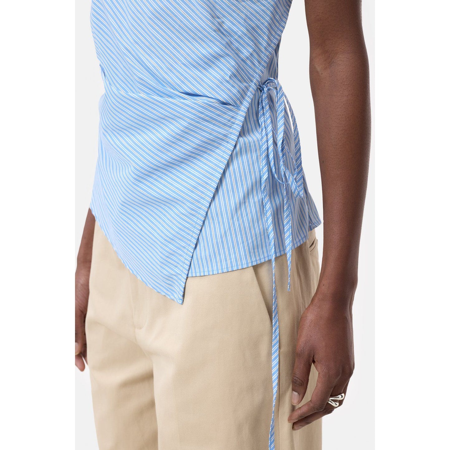 Cotton Poplin Wrap Top - Cornflower Blue - DUNE + SALT