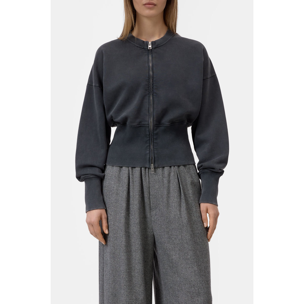 Closed Women's Zipped Sweat Jacket - Black Dark Slate Gray