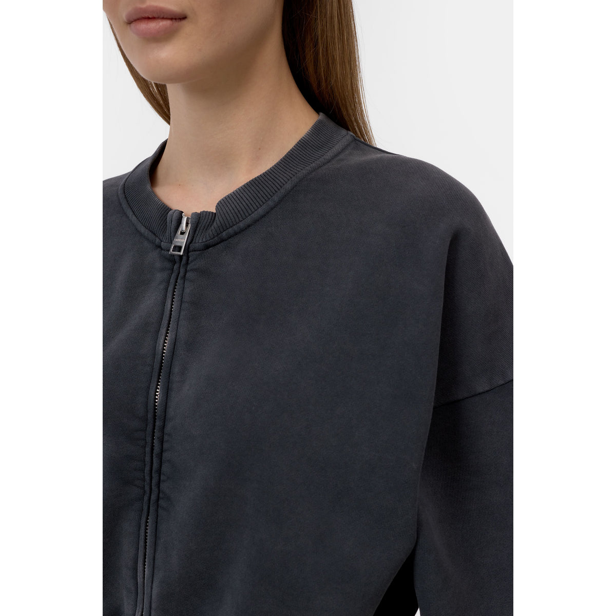 Closed Women's Zipped Sweat Jacket - Black Dark Slate Gray