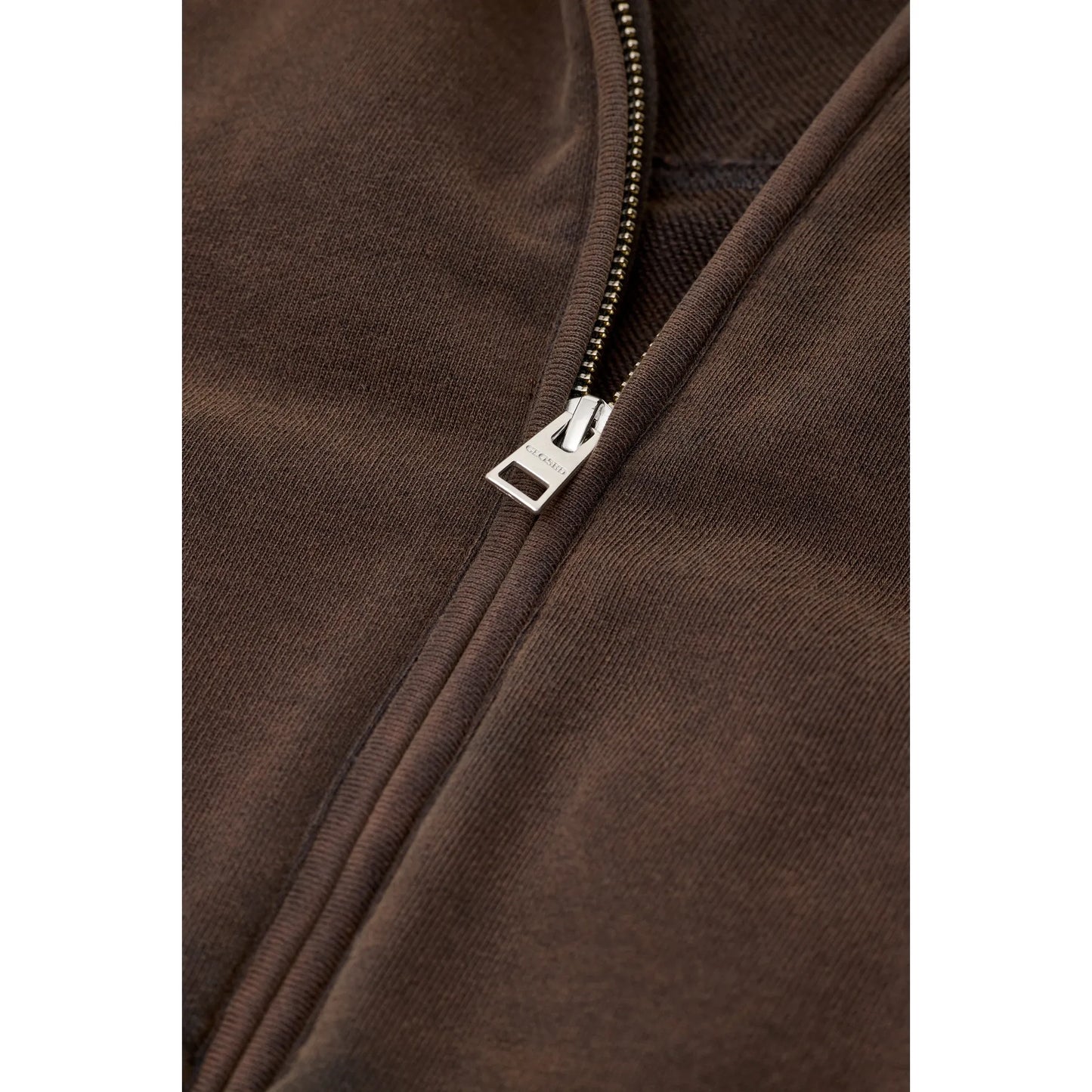 Brown women's organic cotton jacket from Closed Women's, featuring a casual fit and natural fabric texture.