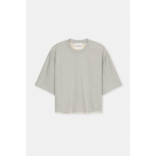 Light grey melange women's Deep Yoke T-shirt by Closed Women's, showcasing a relaxed fit and soft fabric.