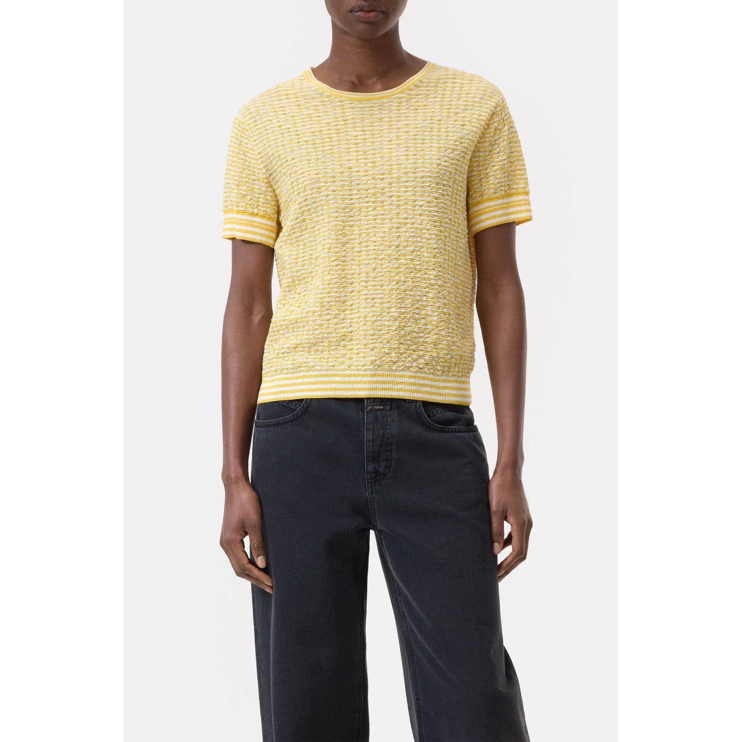 Top in Seersucker Knit - Mango Yellow - DUNE + SALT