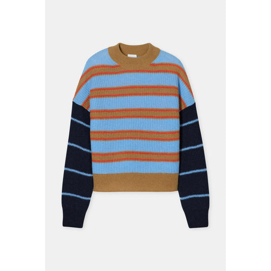 Alpaca/Wool Blend Sweater - Sky Blue Stripe - DUNE + SALT
