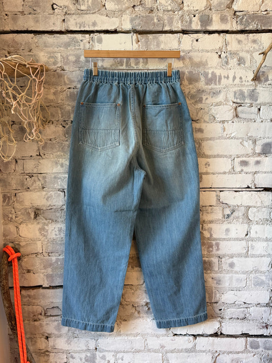 H-Unit Denim Work Easy Pants (Used Wash) - Light Indigo Gray