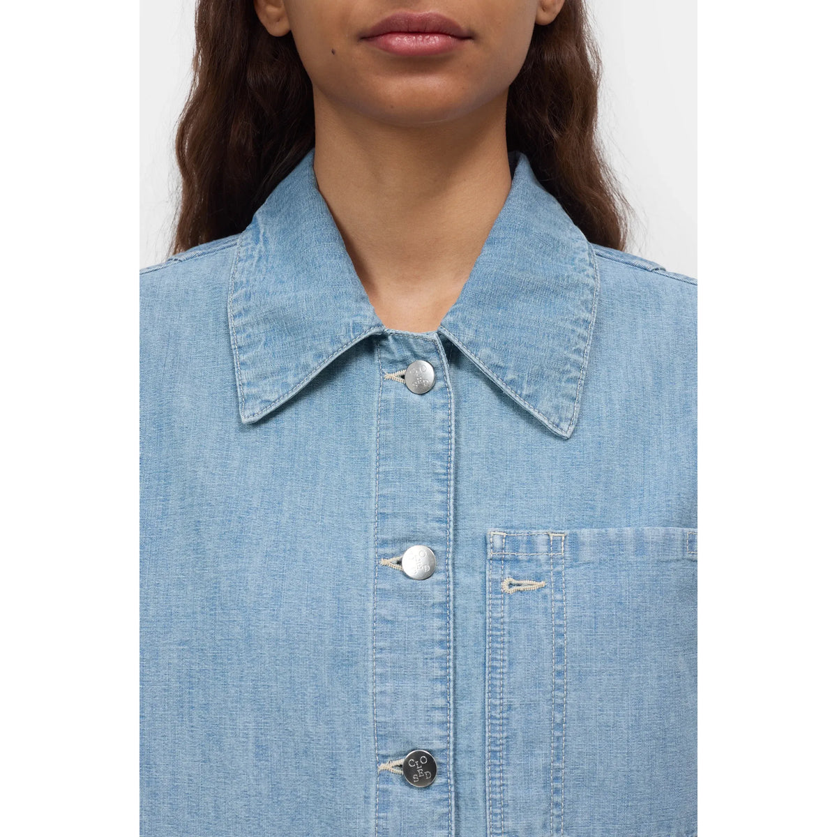 Light blue women's worker jacket by Closed Women's, featuring a fit with durable fabric and practical design.